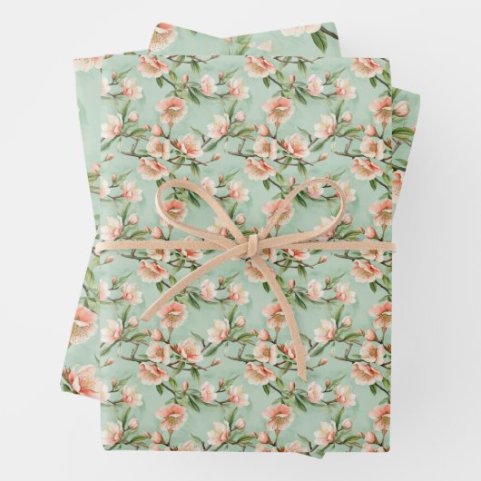 Perzikboom Bloemen Bloemen Botanische Bloesem Prin Inpakpapier Vel (In situ)