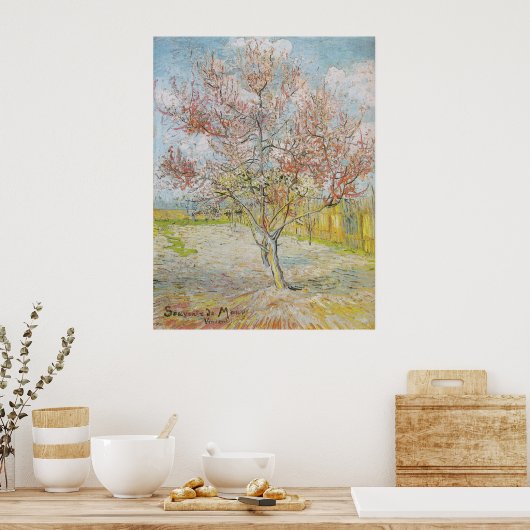 Perzikboom in Bloom bij Arles Poster (Keuken)