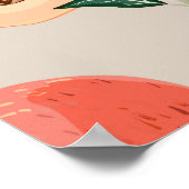 Perzikboomtakken met bladeren en vruchten op een l poster (Hoek)