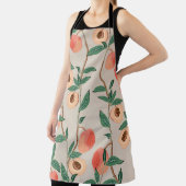 Perzikboomtakken met bladeren en vruchten op een l schort (Insitu)