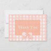 Perzikbow Gingham Hartelijk dank Bedankkaart (Voorkant)