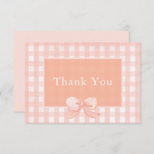 Perzikbow Gingham Hartelijk dank Bedankkaart (Voorkant / Achterkant)