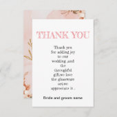 Perzikbruiloft en bloemenbruiloft bedankkaart (Voorkant / Achterkant)