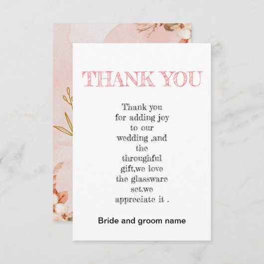 Perzikbruiloft en bloemenbruiloft bedankkaart (Voorkant / Achterkant)