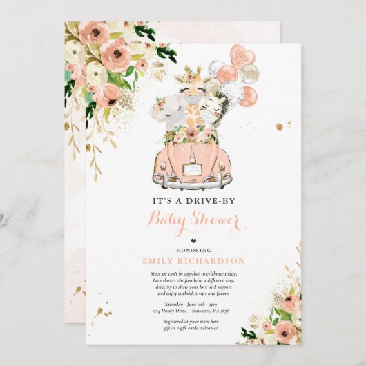 Perzikdieren die per Baby shower veilig zijn Kaart (Voorkant / Achterkant)