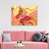 perzikdoek met rode vlinder canvas afdruk (Insitu (Woonkamer))