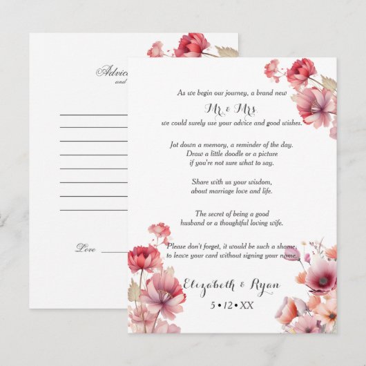 Perzikdons Trouwadvies en Gelukwensen Advieskaart (Voorkant / Achterkant)