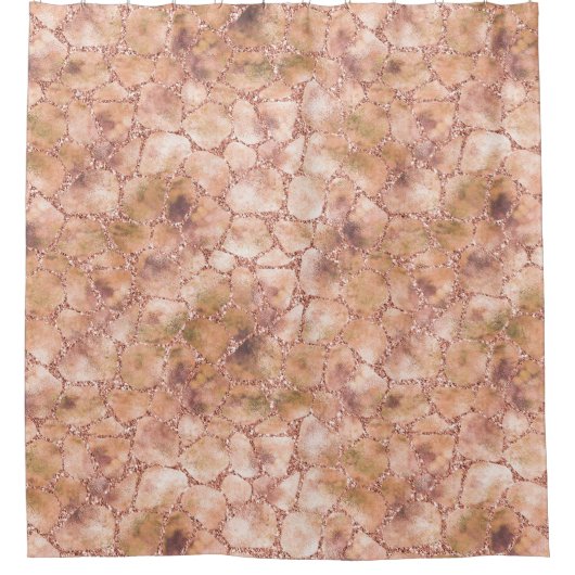 Perzikdruk Roos Glitter Giraffe Douchegordijn (Voorkant)