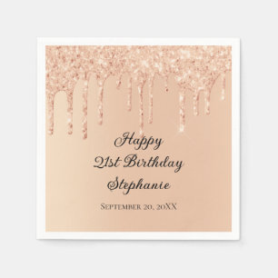 Perzikdruppelaar Glitter Glam Trendy Bling Birthda Servet