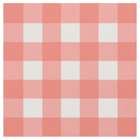 Perzikecho & White Gingham Check Stof (Close Up)