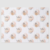 Perzikeieren en -bloemen op witte ontkoppeling tissuepapier (Voorkant)