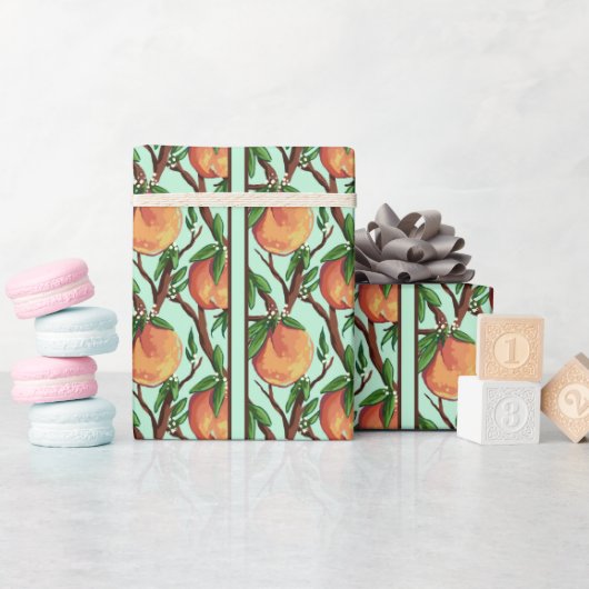 Perziken aan de tak cadeaupapier (Baby Shower)