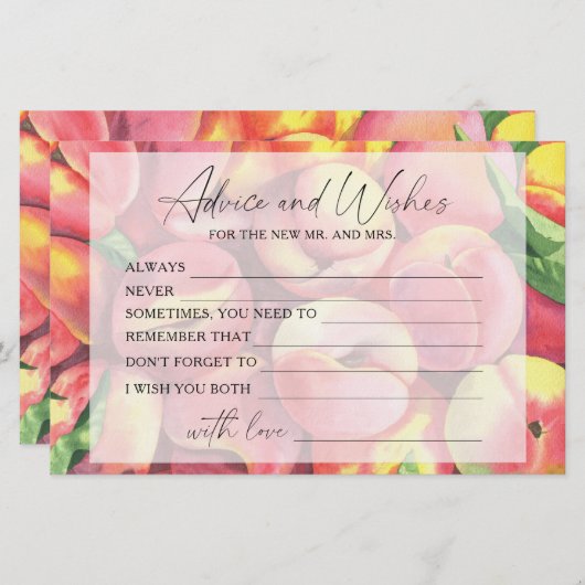 Perziken - advies en wensen vrijgezellenfeest briefpapier (Voorkant / Achterkant)