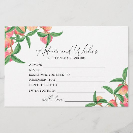 Perziken - advies en wensen vrijgezellenfeest briefpapier (Voorkant)