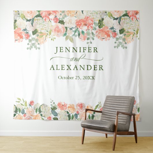 Perziken Bloemig Extra-Groot Fotohokje Achtergrond Wandkleed (In Situ (horizontaal))