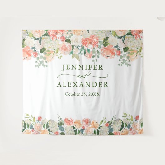 Perziken Bloemig Extra-Groot Fotohokje Achtergrond Wandkleed (Voorkant (horizontaal))