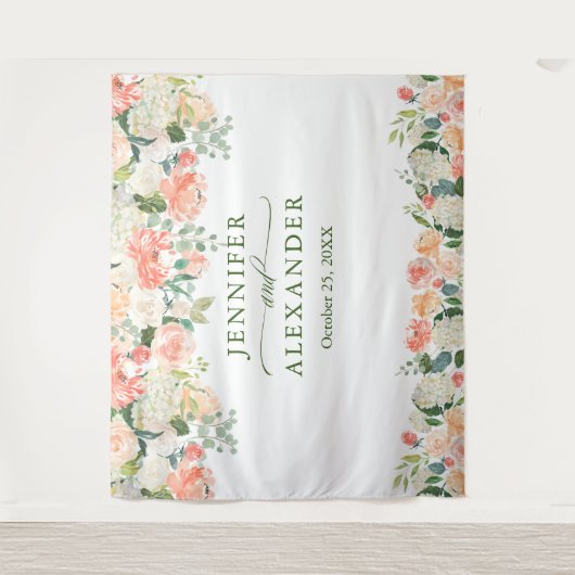 Perziken Bloemig Extra-Groot Fotohokje Achtergrond Wandkleed (Voorkant)