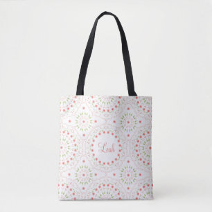 Perziken Bloemrijke Mandala Persoonlijke Boodschap Tote Bag
