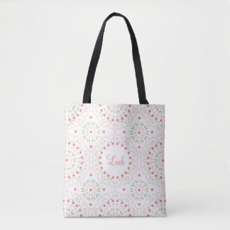 Perziken Bloemrijke Mandala Persoonlijke Boodschap Tote Bag