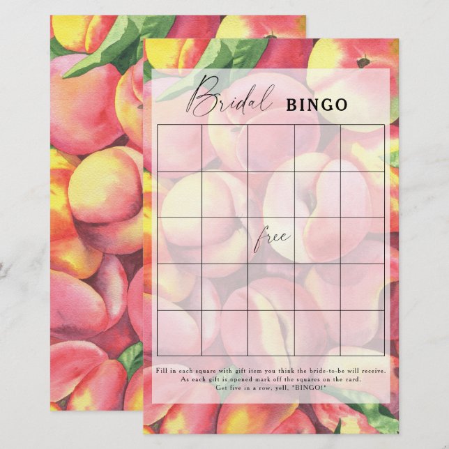 Perziken - Bruiloft bingo spel (Voorkant / Achterkant)