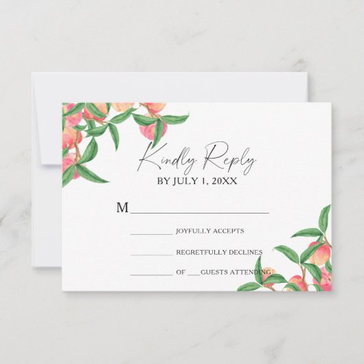 Perziken - Bruiloft RSVP Kaart (Voorkant)