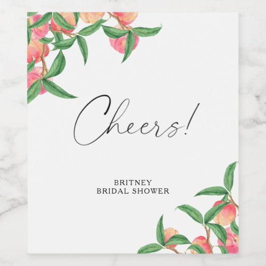 Perziken - Bruiloftsfeestje Proost! Wijn Etiket (Enkel label)