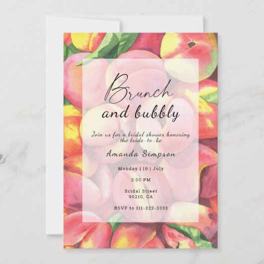 Perziken - Brunch en bubbels vrijgezellenfeest Kaart (Voorkant)