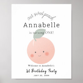 Perziken & Cream Kawaii Girl Birthday Welkomstteke Poster