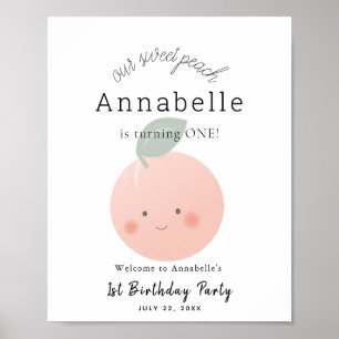 Perziken & Cream Kawaii Girl Birthday Welkomstteke Poster