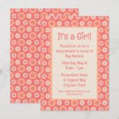 Perziken & Crème Bloemen Baby Meisje Douche Kaart (Voorkant / Achterkant)