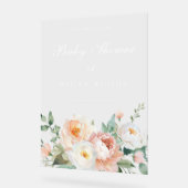 Perziken & Crème Botanische Grote Baby shower Sign Acryl Bord (Hoek)