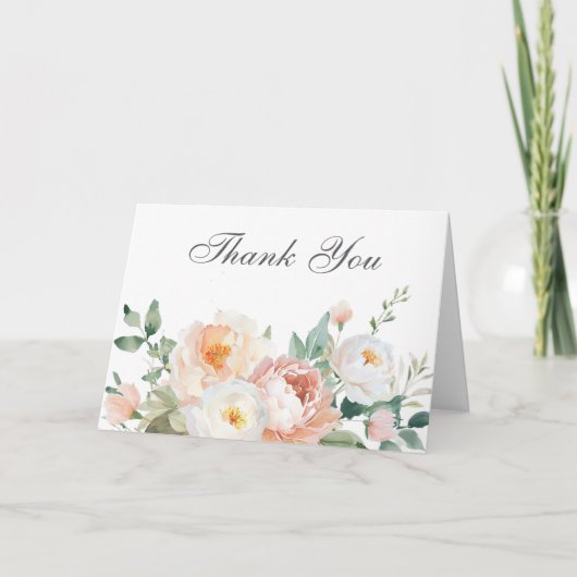 Perziken & Crème Elegante bruiloft of bruids Bedankkaart (Voorkant)