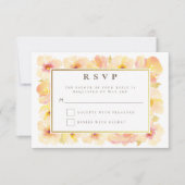 Perziken Crème Gouden Frame Huwelijks RSVP Kaart (Voorkant)