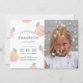 Perziken & Crème Lief Meisje Foto Verjaardag Kaart (Voorkant)