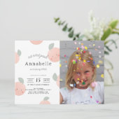 Perziken & Crème Lief Meisje Foto Verjaardag Kaart (Staand voorkant)