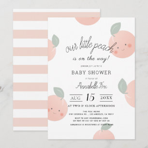 Perziken & Crème Schattige Kawaii Baby shower Kaart