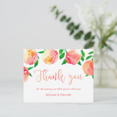 Perziken Dankkaart, kleine perzik baby shower Briefkaart (Staand voorkant)