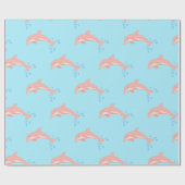 Perziken de roze dolfijn cadeaupapier (Vlak)