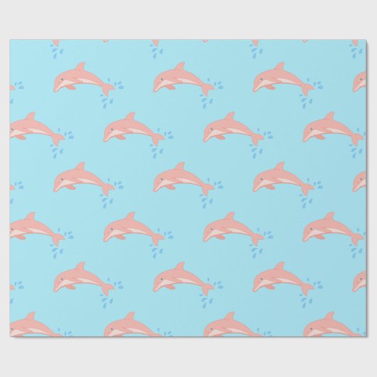 Perziken de roze dolfijn cadeaupapier (Vlak)