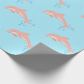 Perziken de roze dolfijn cadeaupapier (Hoek)