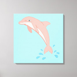 Perziken de roze dolfijn canvas afdruk