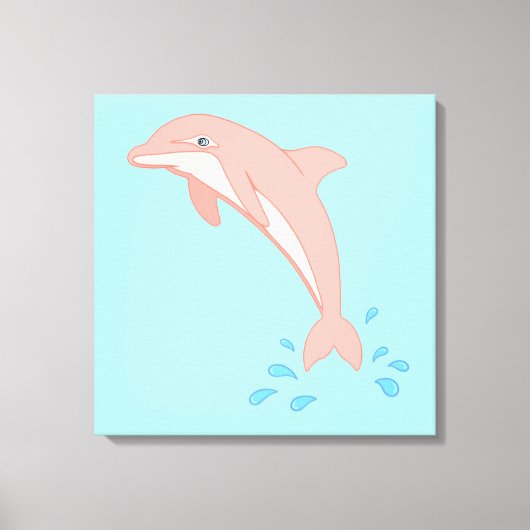 Perziken de roze dolfijn canvas afdruk (Voorkant)