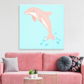 Perziken de roze dolfijn canvas afdruk (Insitu (Woonkamer))