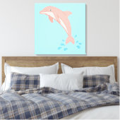 Perziken de roze dolfijn canvas afdruk (Insitu (Slaapkamer))