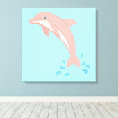 Perziken de roze dolfijn canvas afdruk (Insitu (Houten vloer))