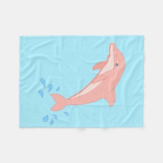 Perziken de roze dolfijn fleece deken (Voorkant (Horizontaal))