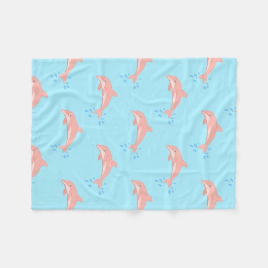 Perziken de roze dolfijn fleece deken (Voorkant (Horizontaal))