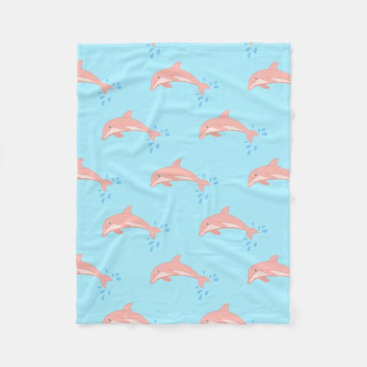 Perziken de roze dolfijn fleece deken (Voorkant)