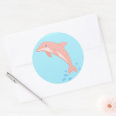 Perziken de roze dolfijn ronde sticker (Envelop)