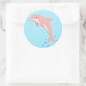 Perziken de roze dolfijn ronde sticker (Tas)
